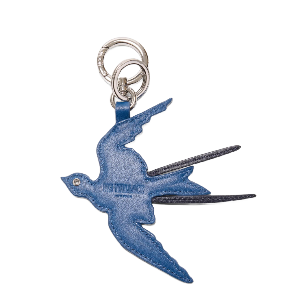 LEATHER BIRD CHARM BLUE