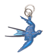 LEATHER BIRD CHARM BLUE