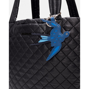 LEATHER BIRD CHARM BLUE