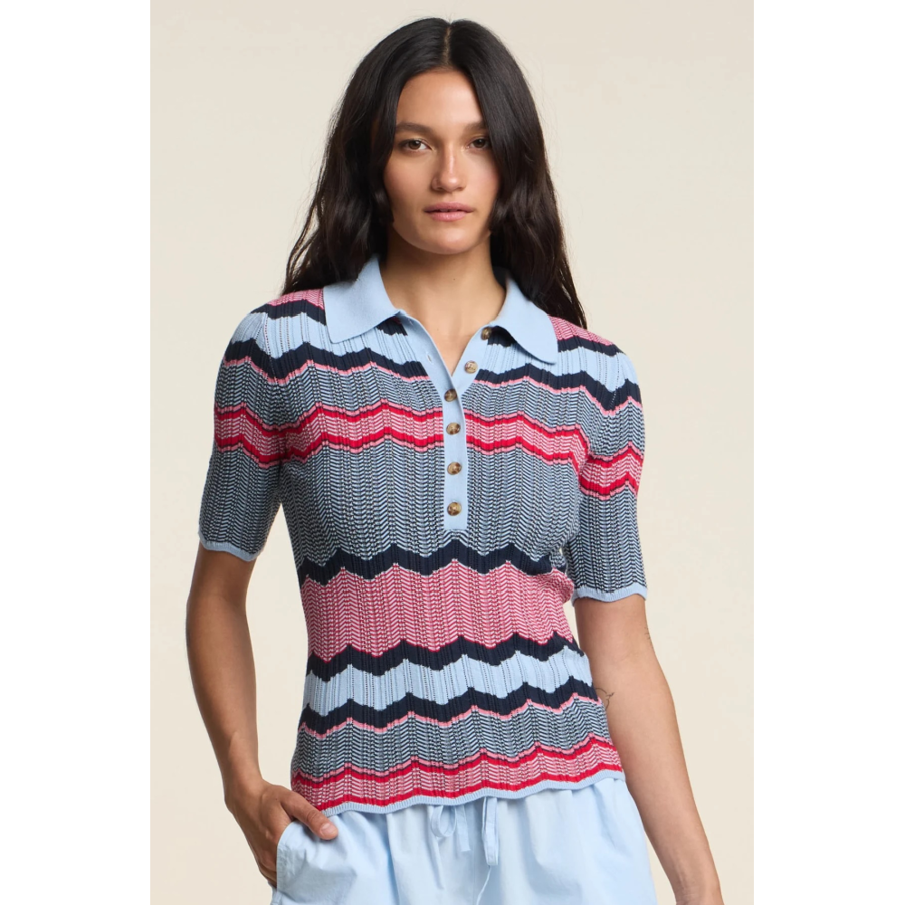 ROSELLE ZIGZAG STRIPE POLO
