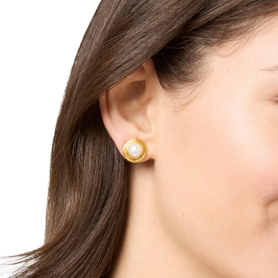 WAVE STONE STUD PEARL