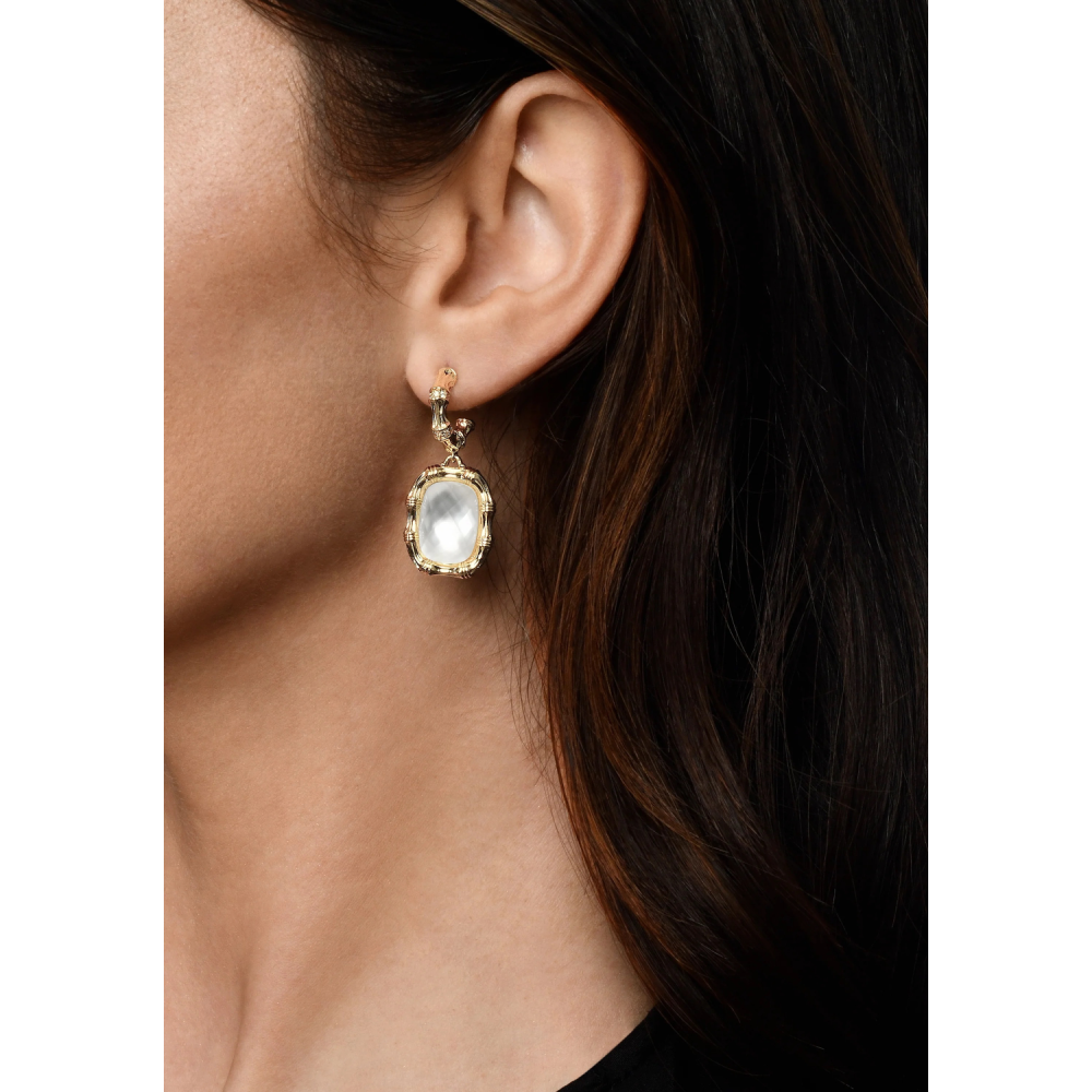 BAMBOO STONE DROP EARRINGS