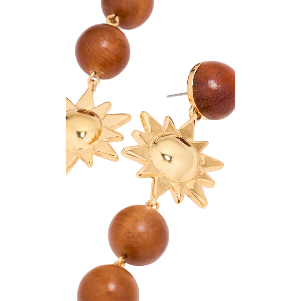 WOOD SUN EARRING