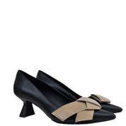BLACK AND TAUPE HEEL