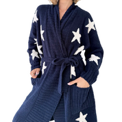 FUZZY NAVY OAT STARS ROBE