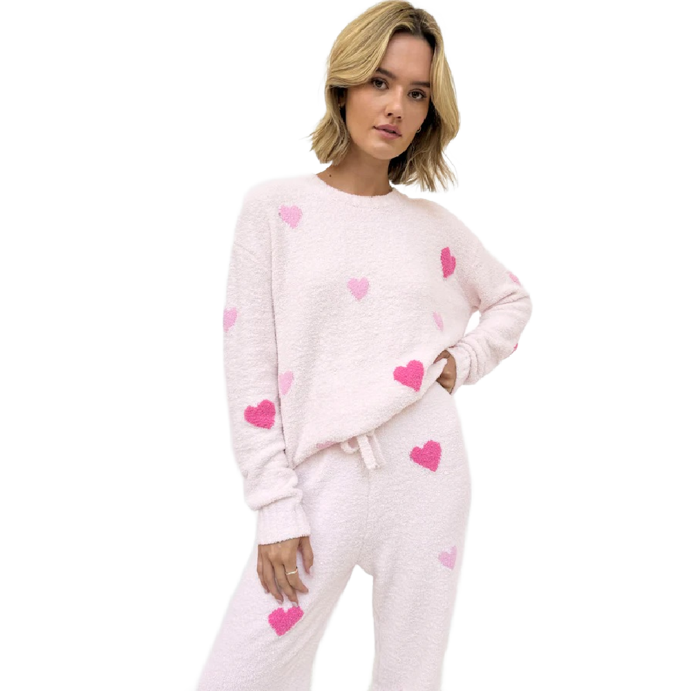 PINK MULTI HEART SWEATER SET