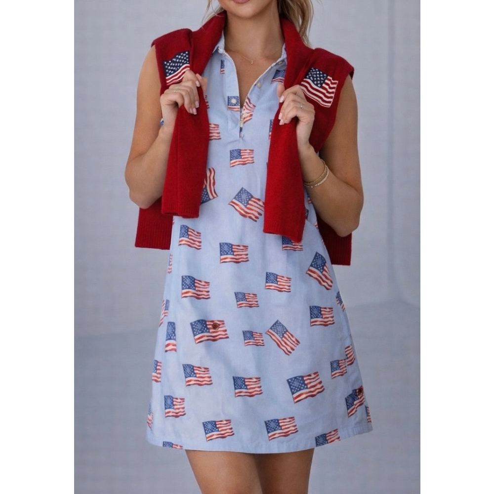 FLAG DRESS BLUE