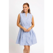 STRIPE CHAMBRAY SHIRT DRESS