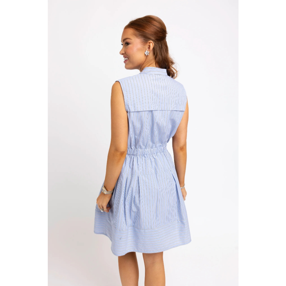 STRIPE CHAMBRAY SHIRT DRESS
