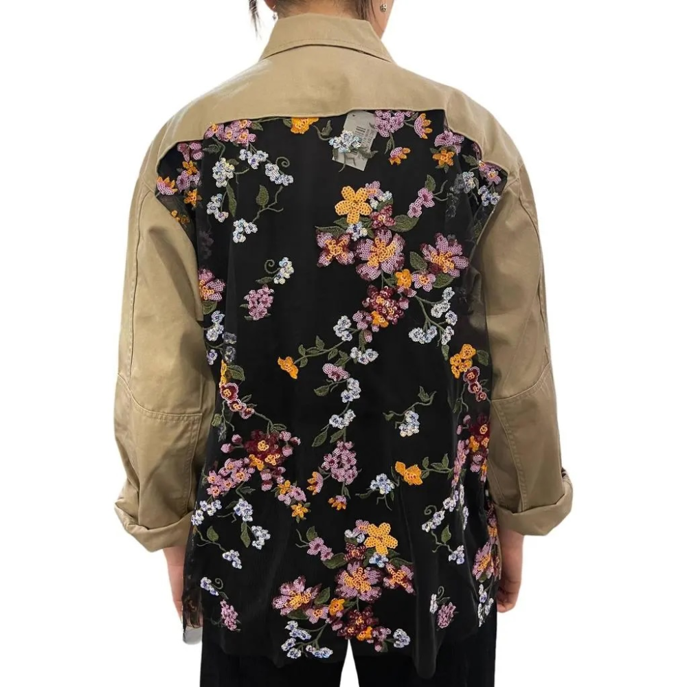 FLORAL LONG JACKET KHAKI/FLORAL