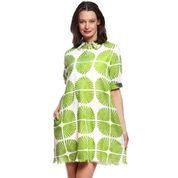 KEY WEST TUNIC GREEN AND WHITE PALM FRONDS