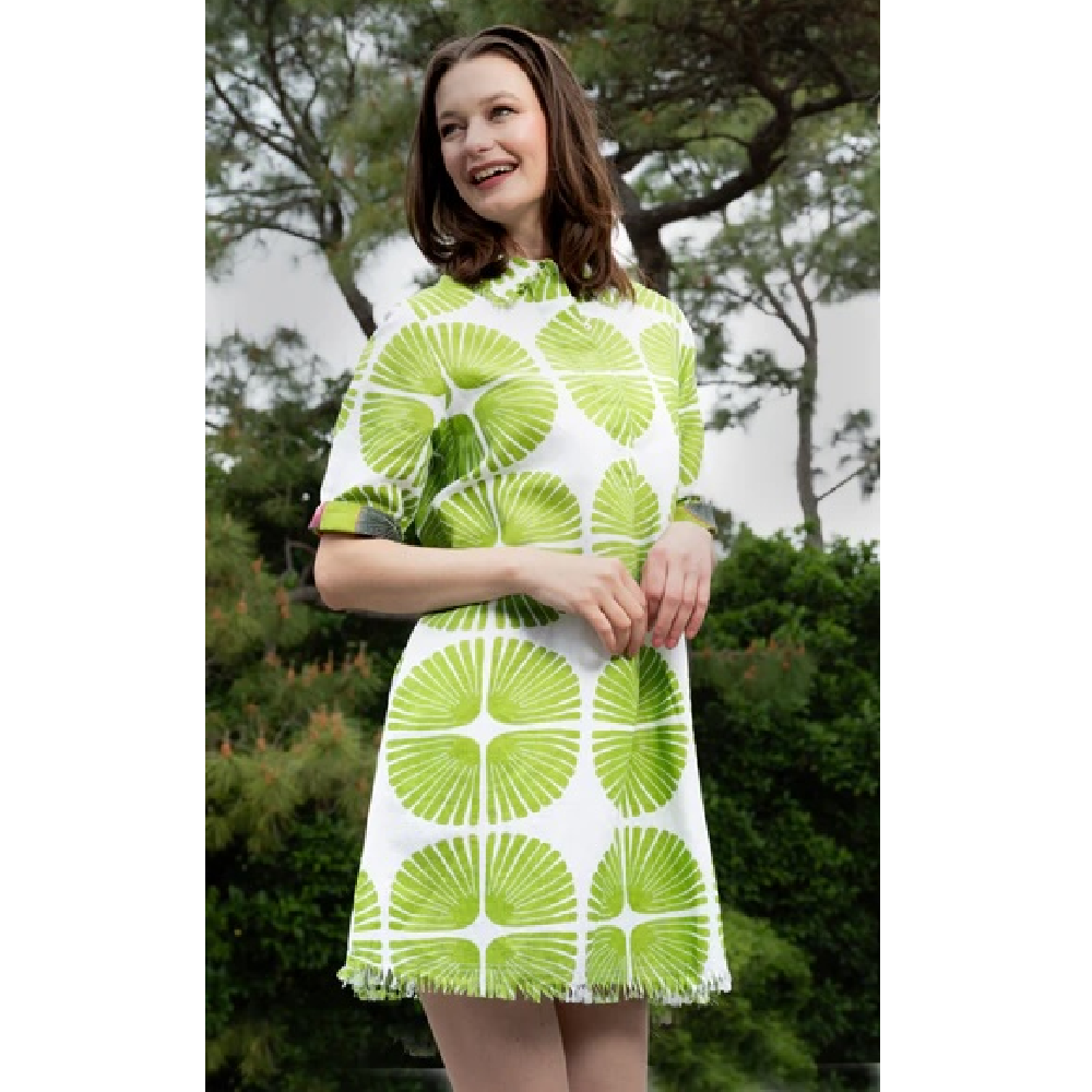 KEY WEST TUNIC GREEN AND WHITE PALM FRONDS