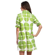 KEY WEST TUNIC GREEN AND WHITE PALM FRONDS