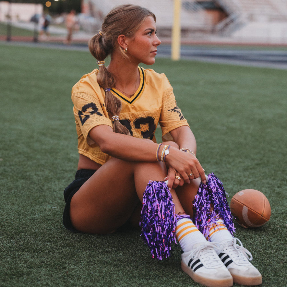 GAME DAY PURPLE YELLOW HAIR TIE BRACELET