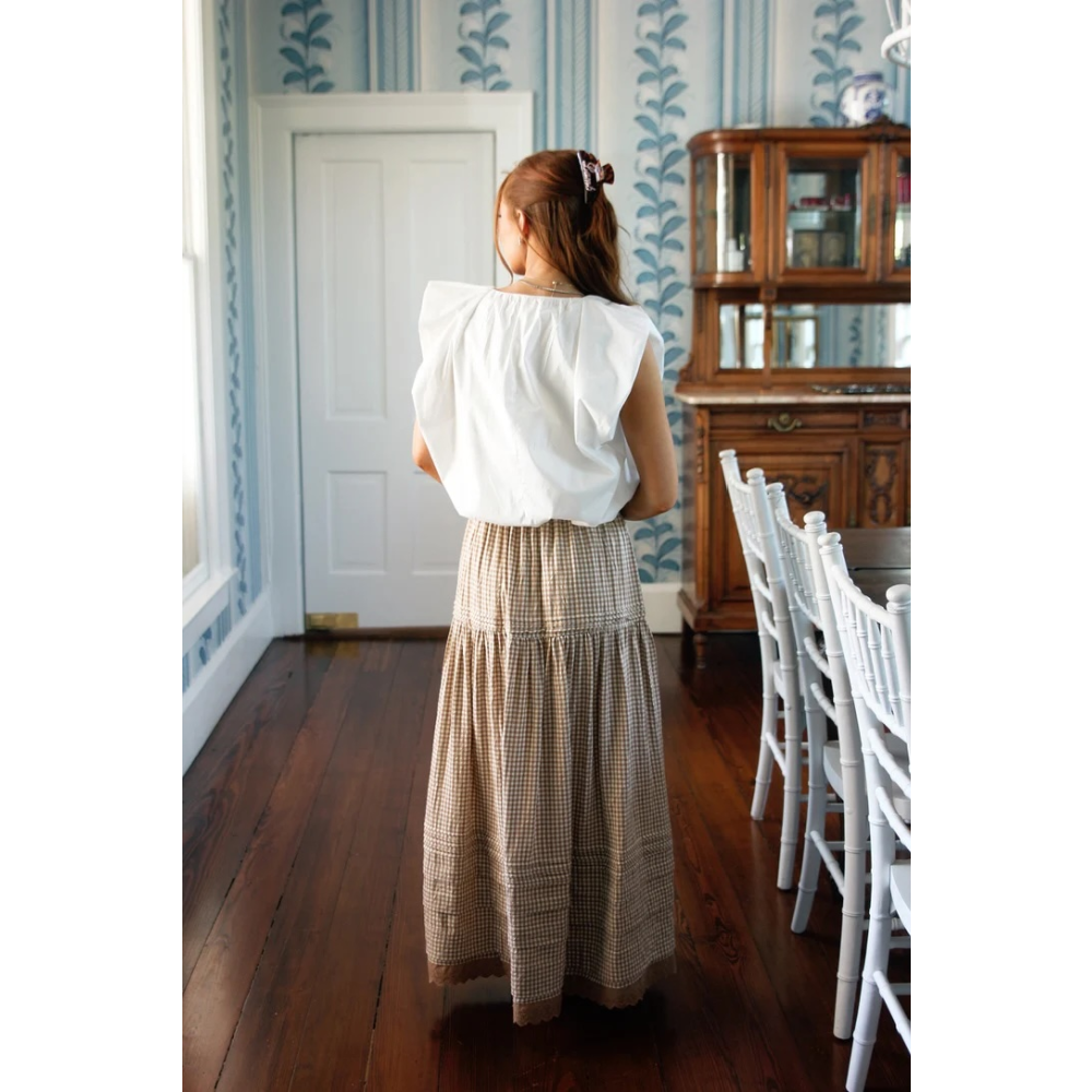 MAXI SKIRT GINGHAM TAN