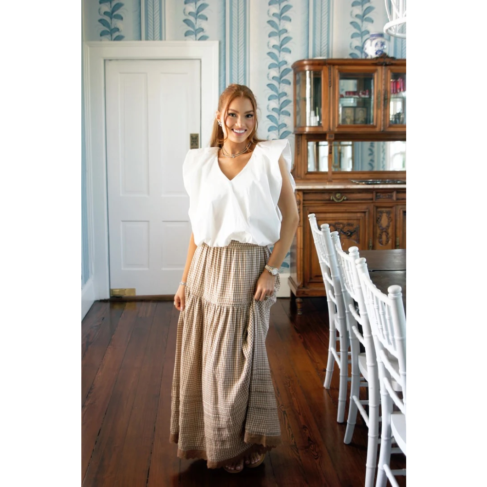 MAXI SKIRT GINGHAM TAN