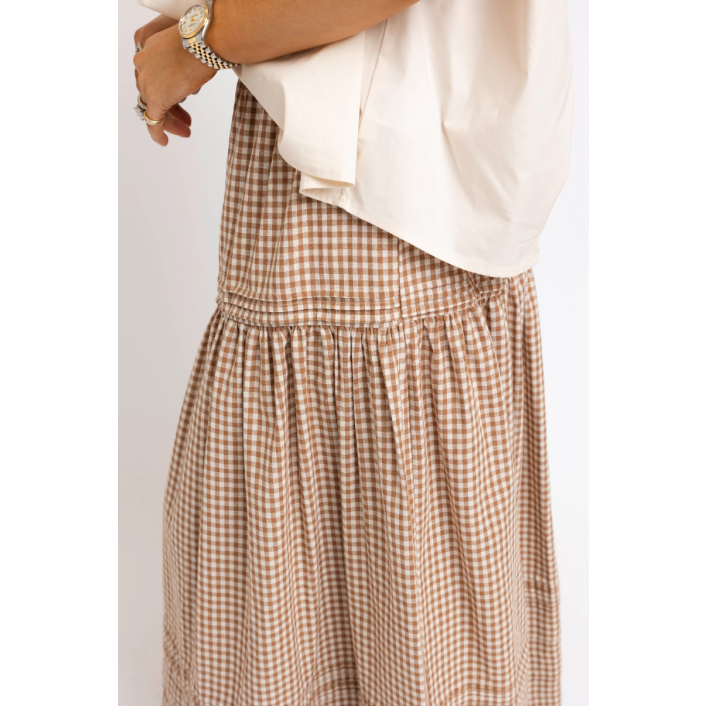 MAXI SKIRT GINGHAM TAN