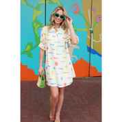 MULTI FISH PLEAT BACK DRESS IVORY