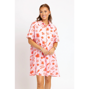 BEACH LINEN SHIRT DRESS PINK