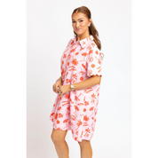 BEACH LINEN SHIRT DRESS PINK