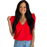 POPLIN BUBBLE TOP RED
