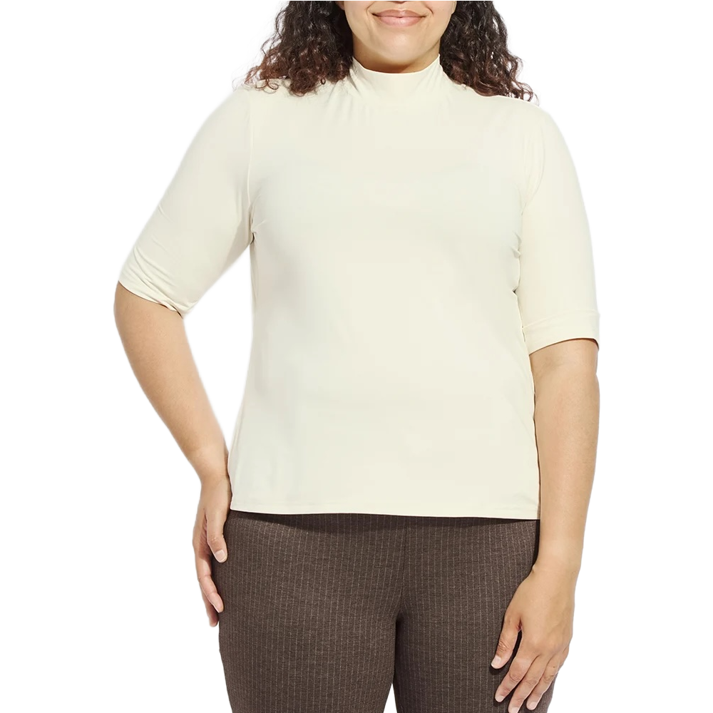 CLARA MOCKNECK ELBOW SLEEVE TOP CURVY