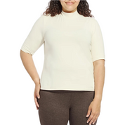 CLARA MOCKNECK ELBOW SLEEVE TOP CURVY