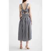 GEORGIE GATHERED DRESS STRIPE/NAVY