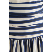 GEORGIE GATHERED DRESS STRIPE/NAVY