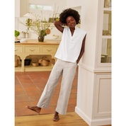 WEXFORD PATCH POCKET WIDE-LEG LINEN PANT