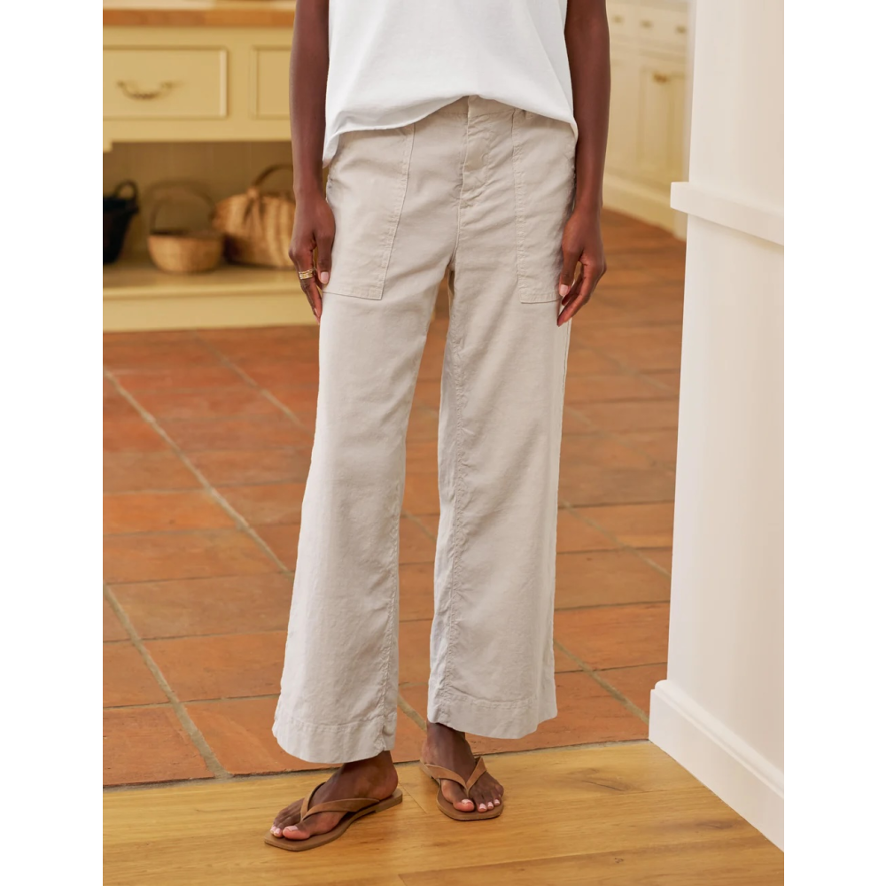 WEXFORD PATCH POCKET WIDE-LEG LINEN PANT