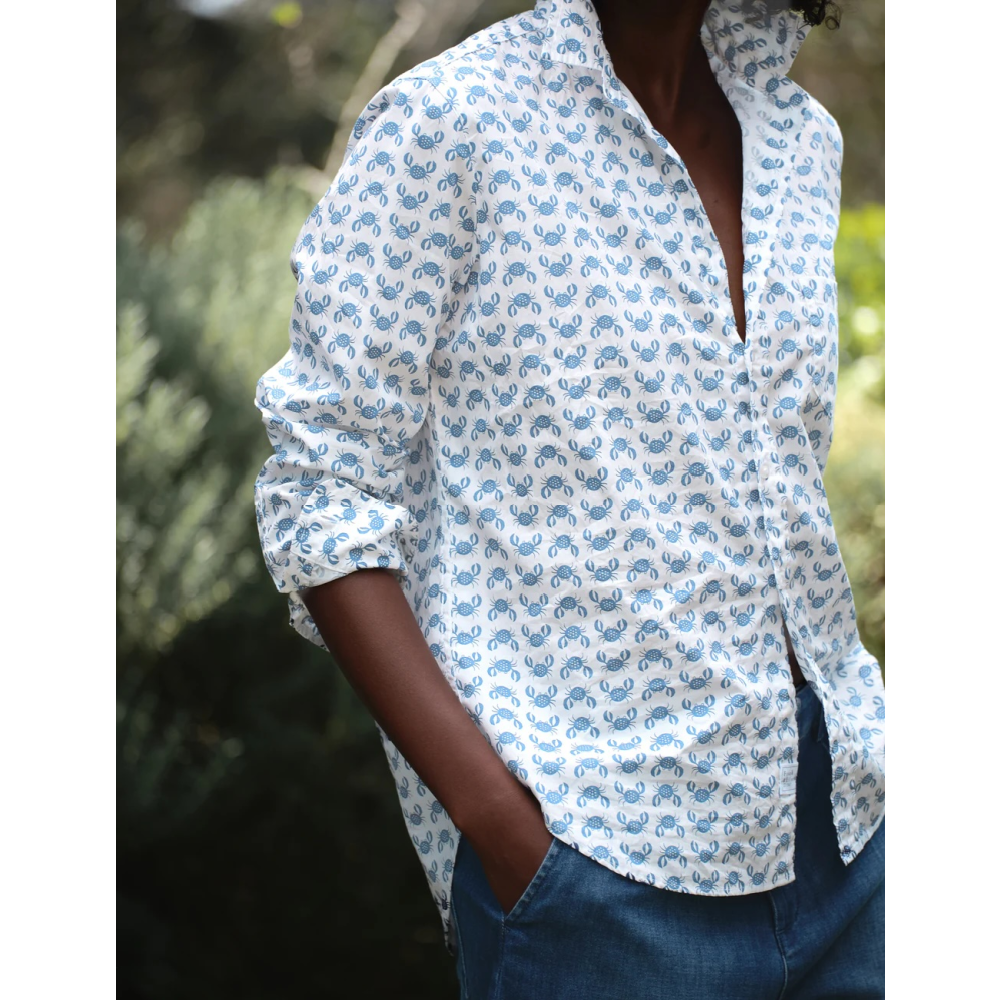 RELAXED BUTTON-UP SHIRT BLUE CRAB
