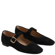 MICHAELA MARY JANE FLAT SUEDE BLACK