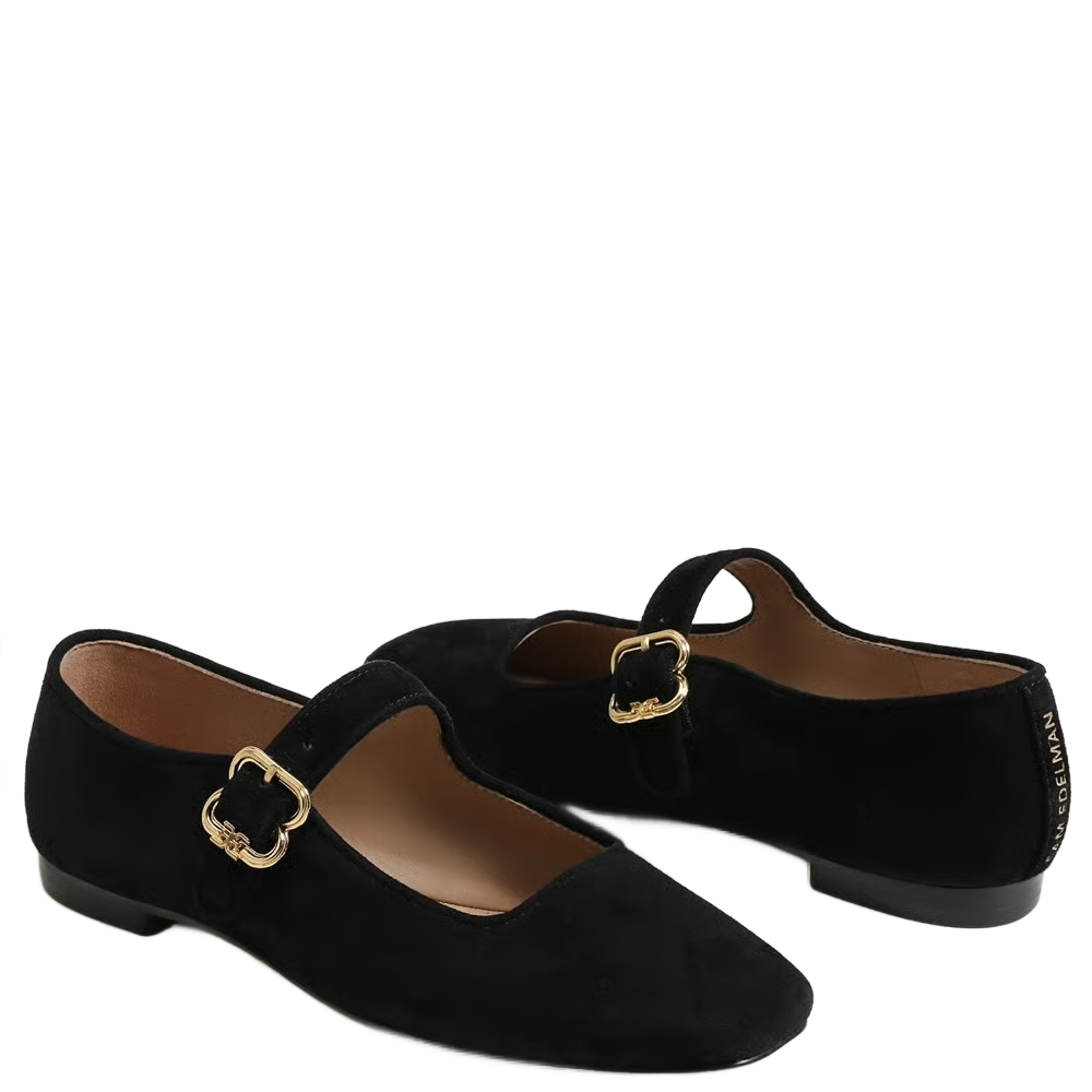 MICHAELA MARY JANE FLAT SUEDE BLACK