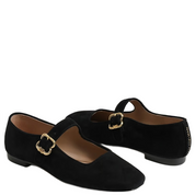 MICHAELA MARY JANE FLAT SUEDE BLACK