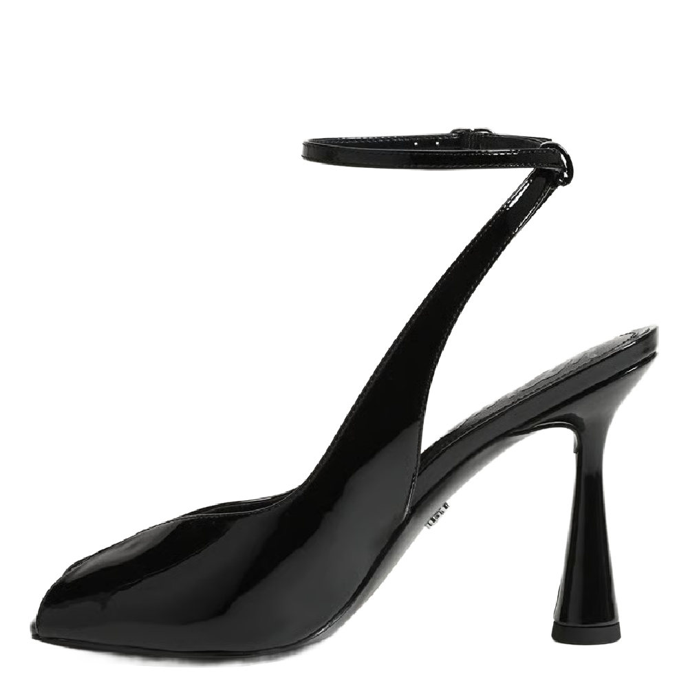 ESME PEEP TOE PUMP PATENT BLACK
