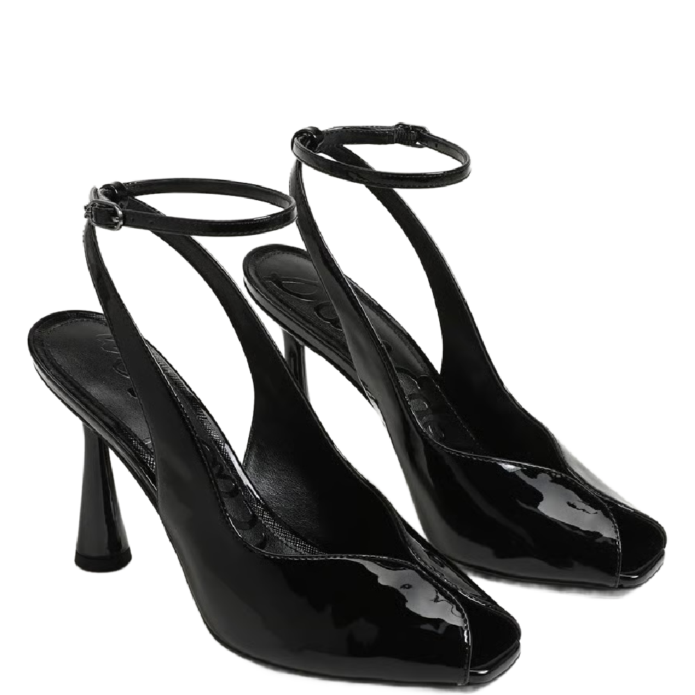 ESME PEEP TOE PUMP PATENT BLACK