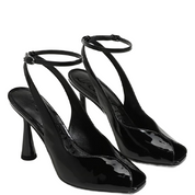 ESME PEEP TOE PUMP PATENT BLACK