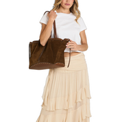 MERYL CARRYALL CINNAMON SUEDE