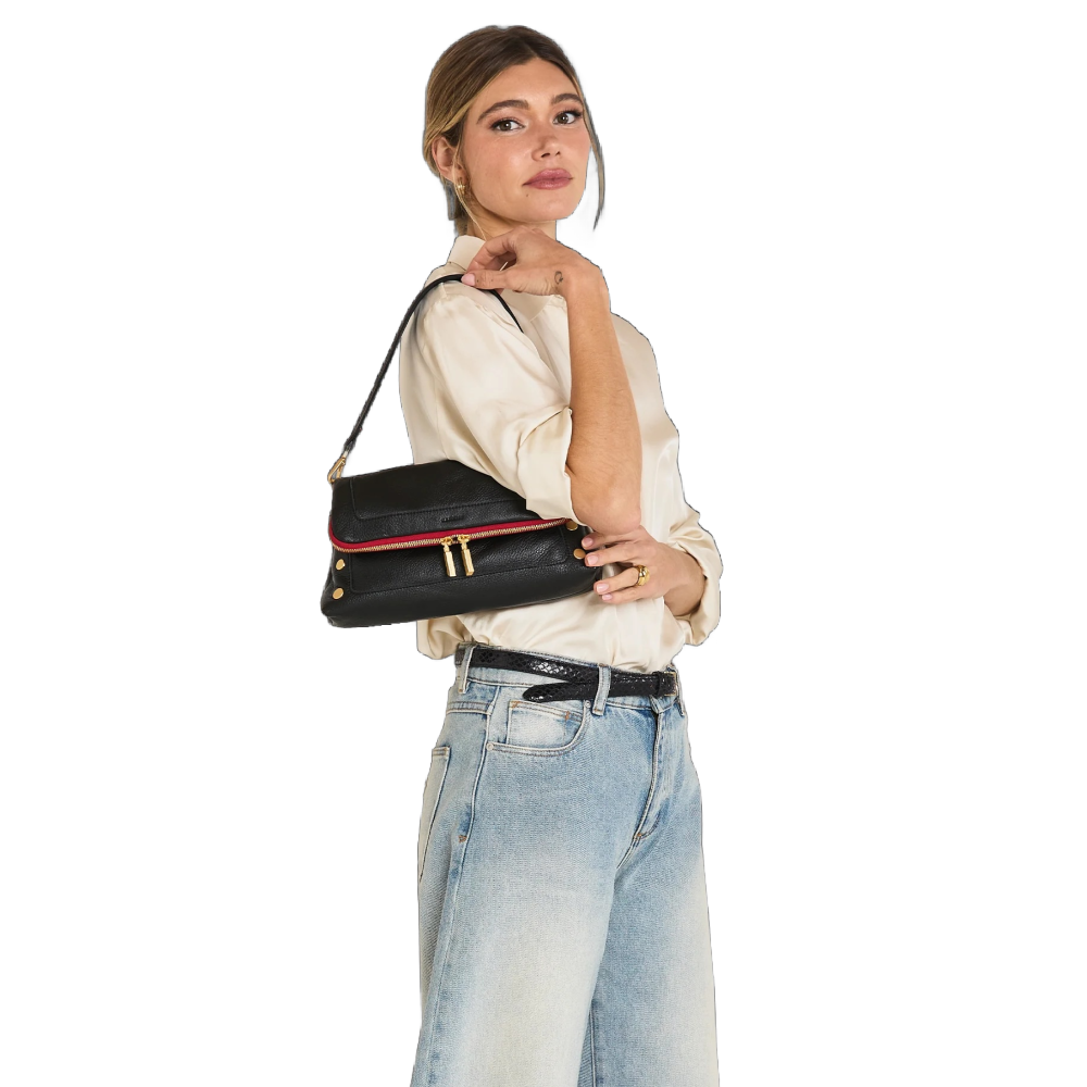 BEVERLY MED BLACK RED ZIP