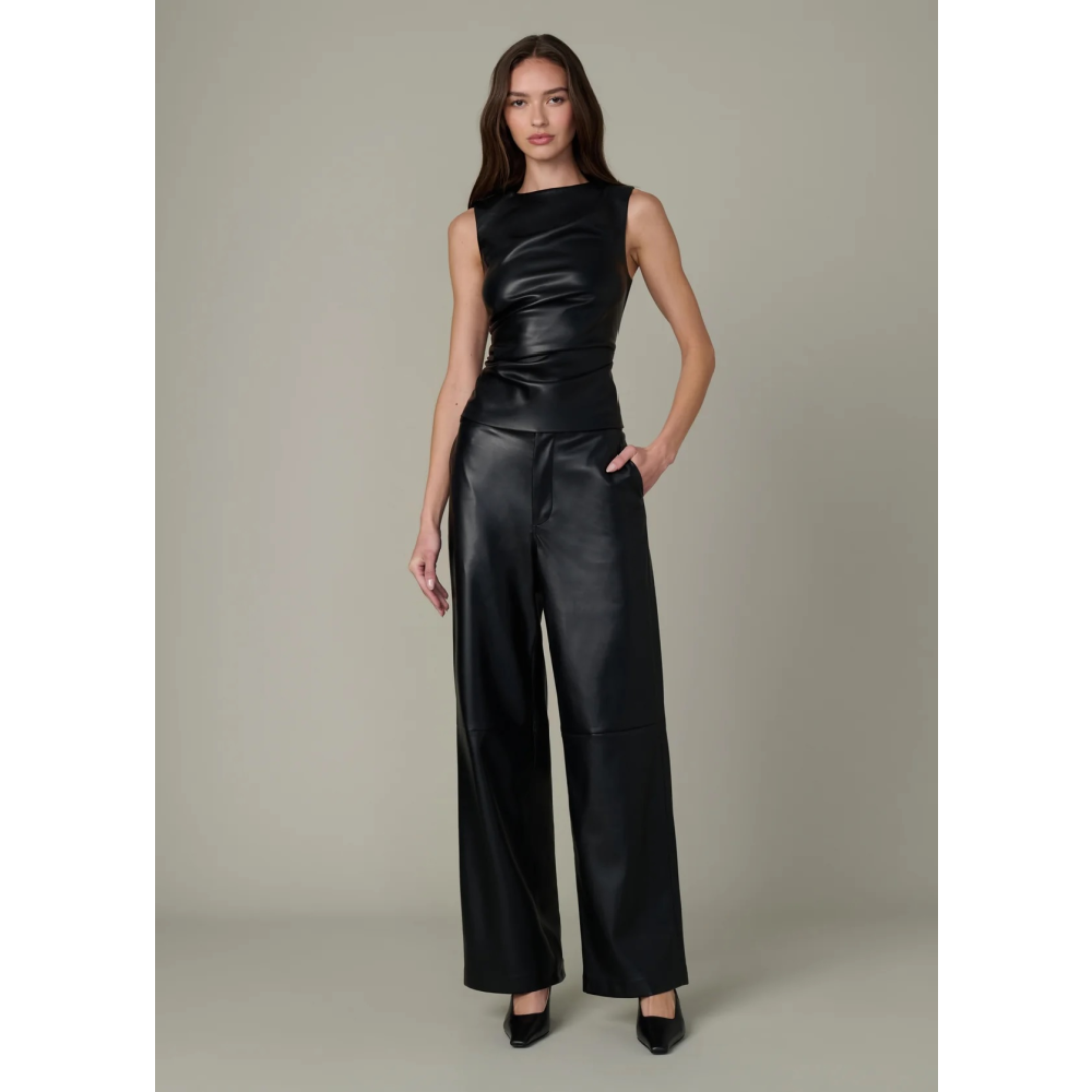 THE MEG VEGAN LEATHER TOP BLACK