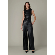 THE MEG VEGAN LEATHER TOP BLACK