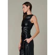 THE MEG VEGAN LEATHER TOP BLACK