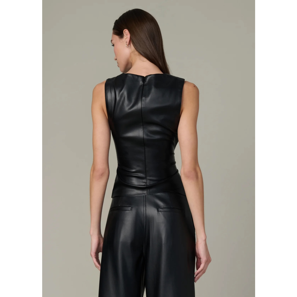 THE MEG VEGAN LEATHER TOP BLACK