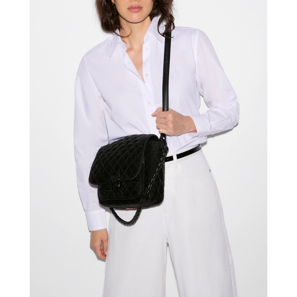 MEDIUM CROSBY LOCK CROSSBODY BLACK VELVET FINISH