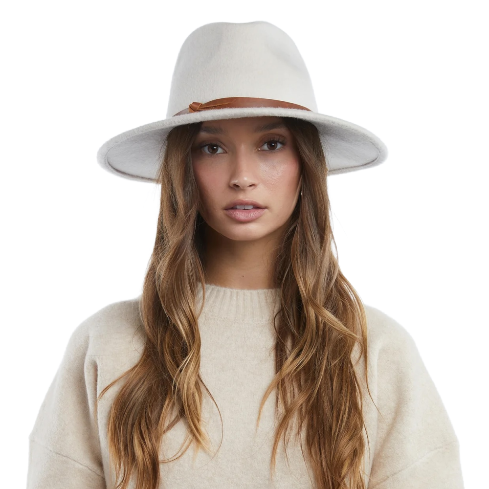 FOLEY BRUSHED WOOL FELT FEDORA IN BONE