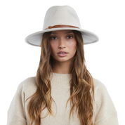 FOLEY BRUSHED WOOL FELT FEDORA IN BONE