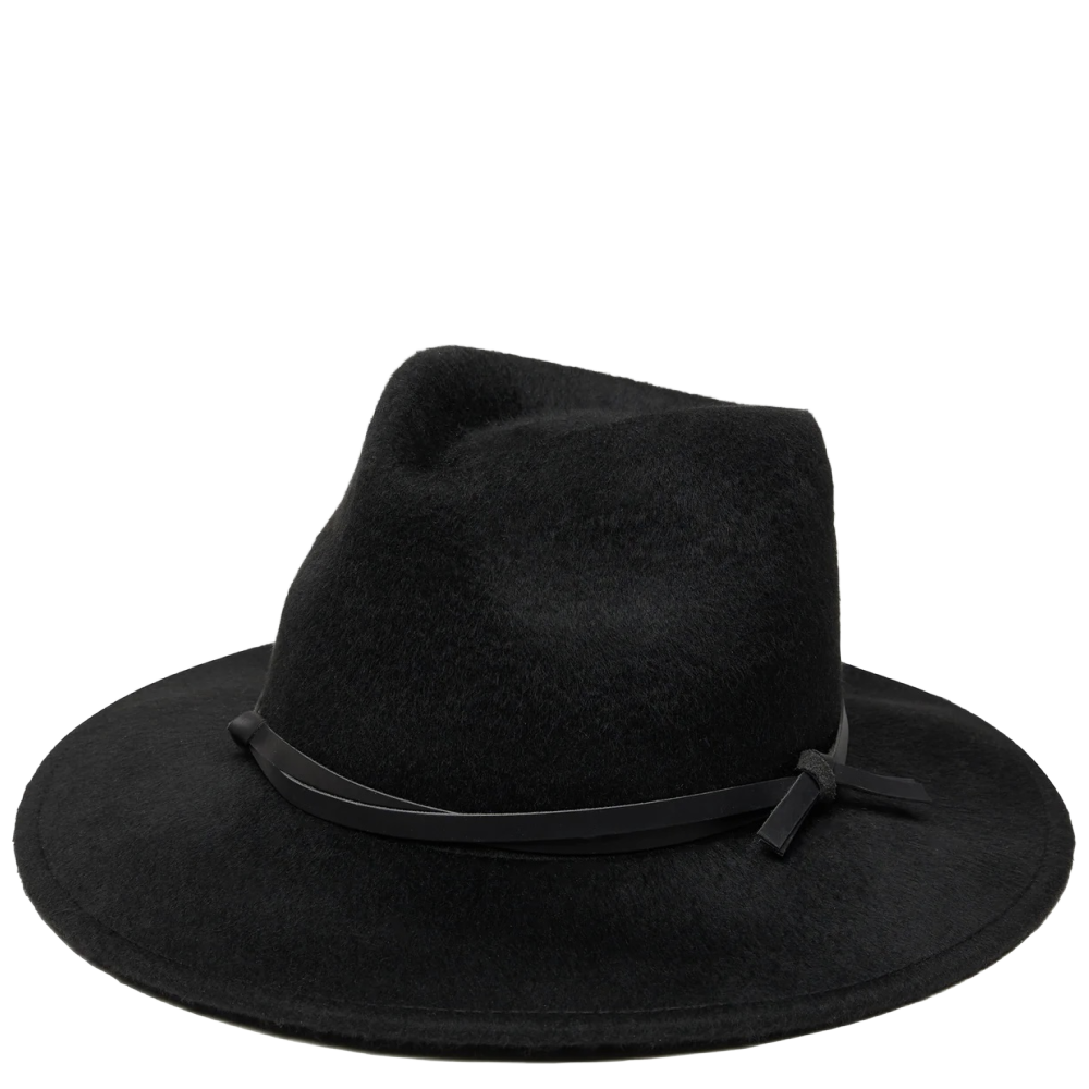FOLEY BRUSHED WOOL FELT FEDORA IN BLACK