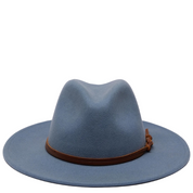 DENIM BLUE WOOL FELT FEDORA IN DENIM BLUE