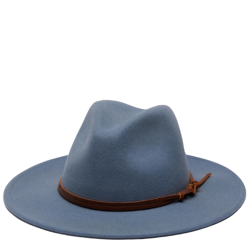 DENIM BLUE WOOL FELT FEDORA IN DENIM BLUE